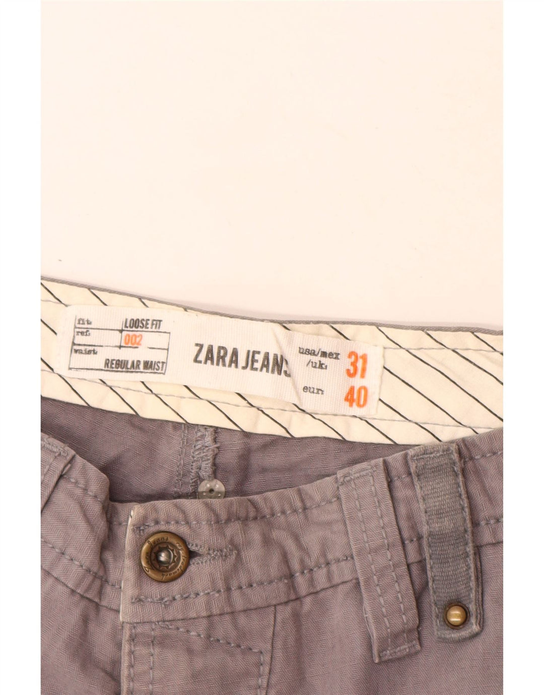 Pantaloni cargo dritti da uomo Zara EU 40 medi W31 L31 grigi
