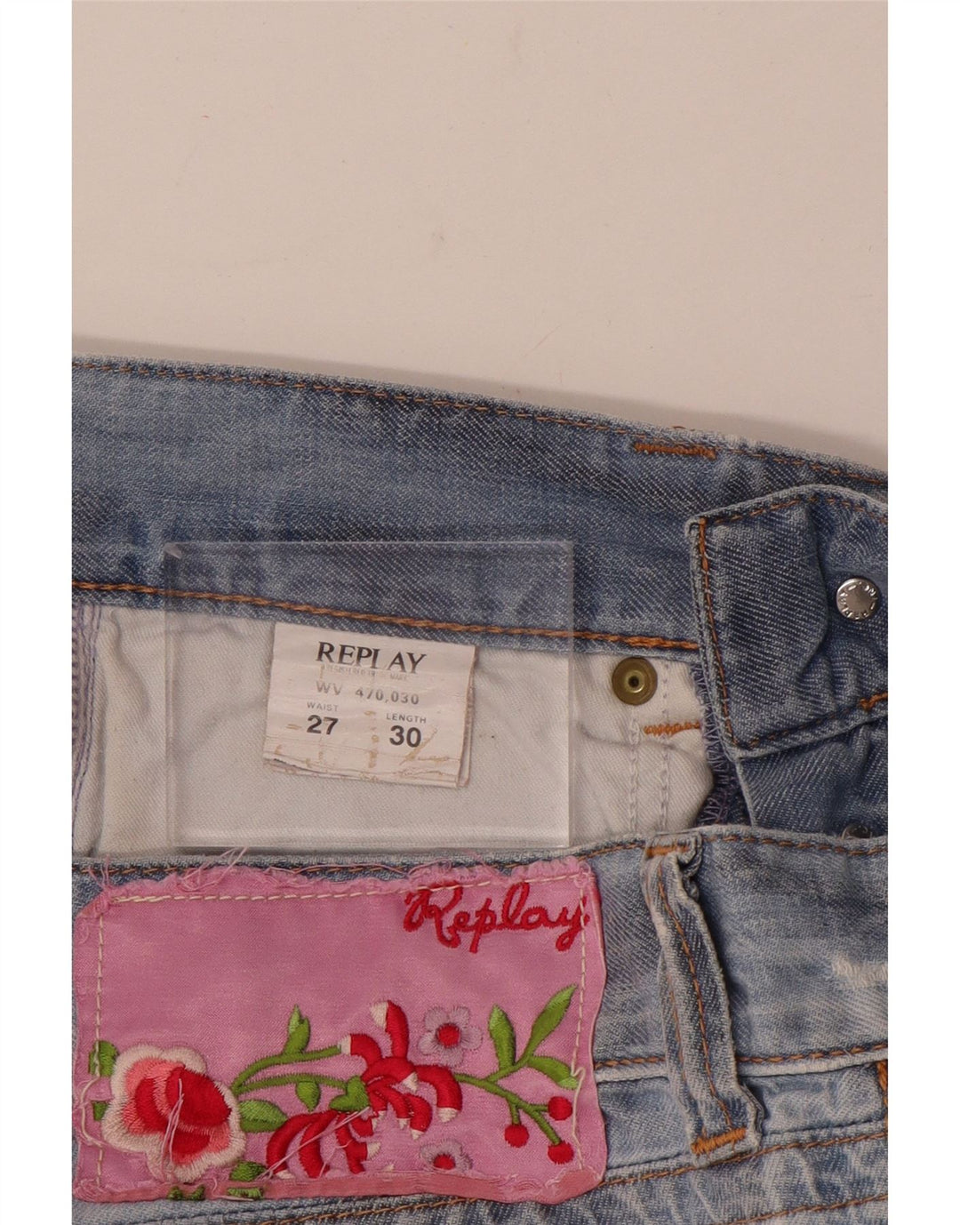 Pantaloncini di jeans da donna Replay W27 piccoli in cotone blu