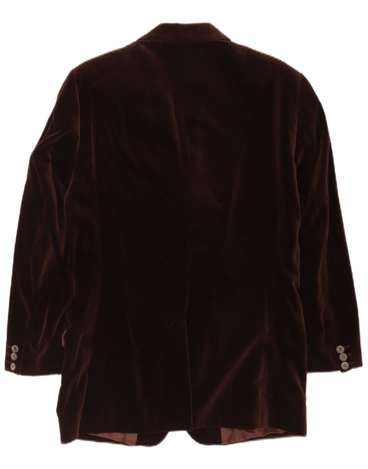 Giacca blazer vintage da uomo in velluto a 3 bottoni IT 46 piccola in cotone marrone classica