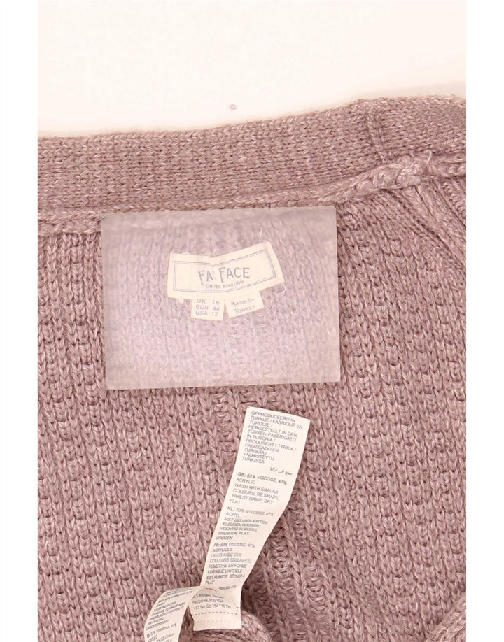Maglione cardigan aperto oversize da donna Fat Face UK 16 Large Marrone Viscosa