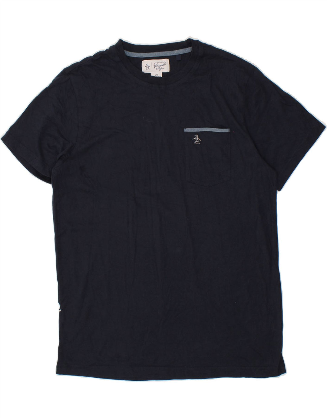 PENGUIN Mens T-Shirt Top Large Navy Blue Vintage Penguin and Second-Hand Penguin from Messina Hembry 