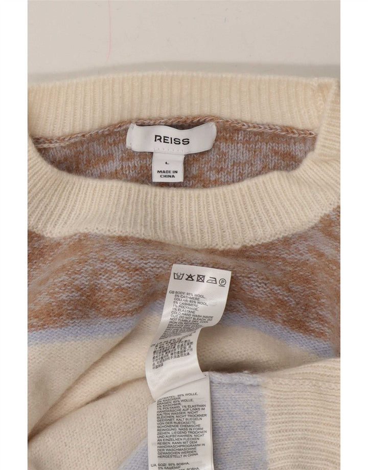 Maglione da uomo girocollo Reiss in lana a righe grandi multicolori