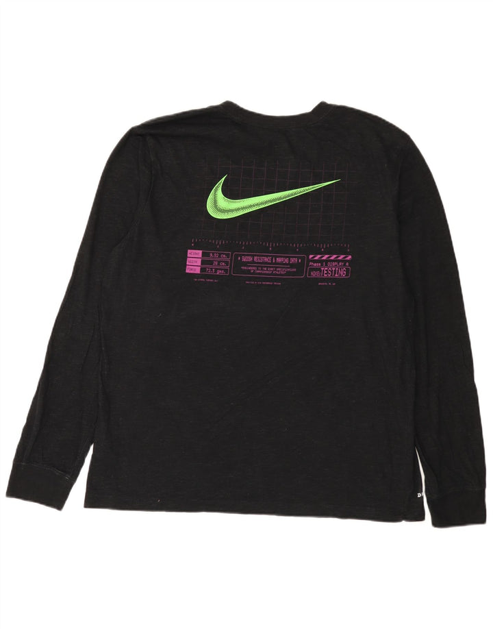 Nike Dri Fit Graphic Top da uomo a maniche lunghe grande in cotone nero