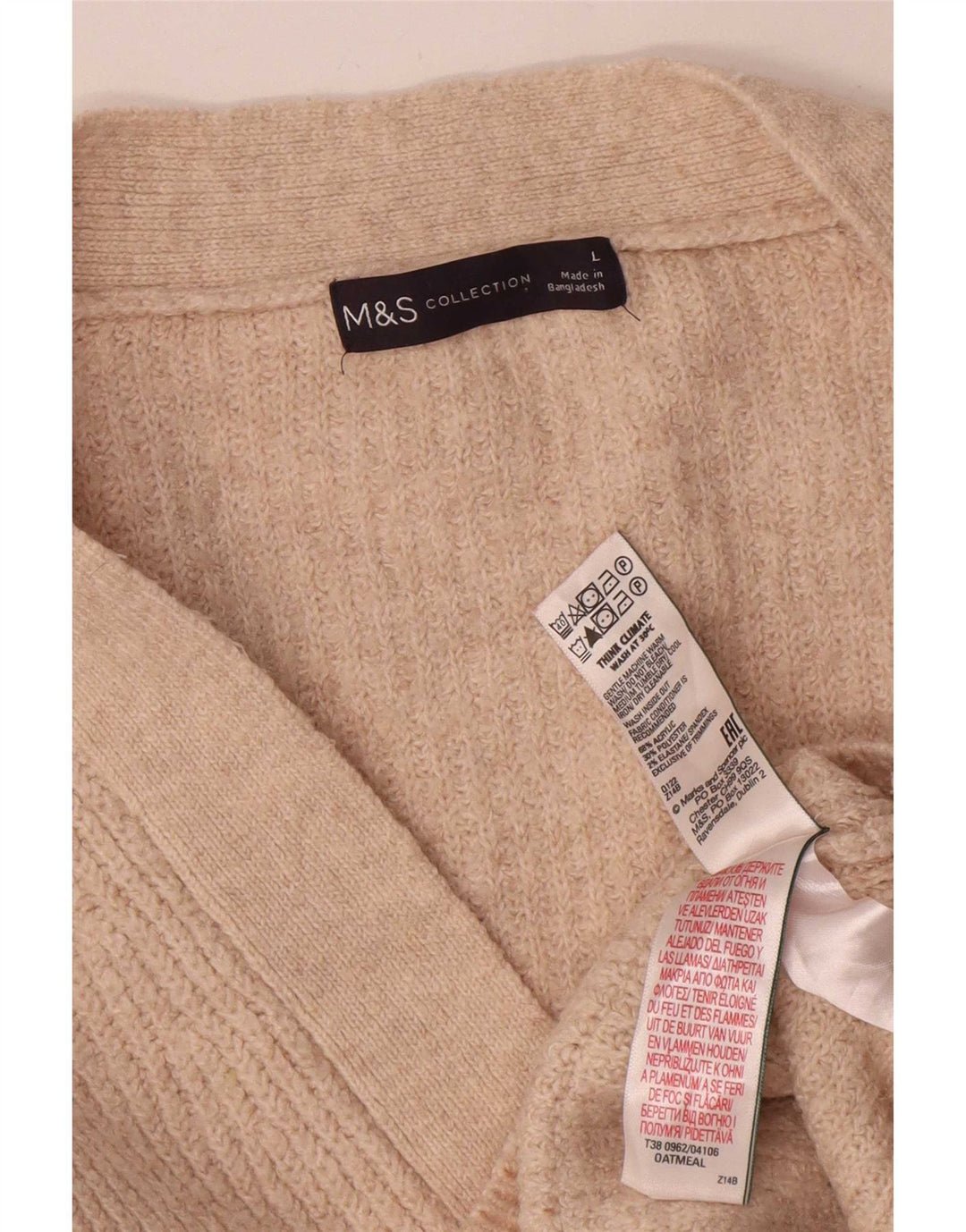 Maglione cardigan oversize da donna Marks & Spencer UK 16 Large Beige Acrilico