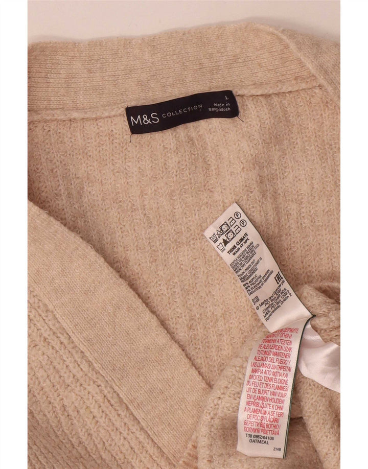 Maglione cardigan oversize da donna Marks & Spencer UK 16 Large Beige Acrilico