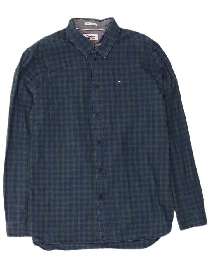 Tommy Hilfiger Uomo Regular Fit Camicia Large Blu in cotone a quadretti