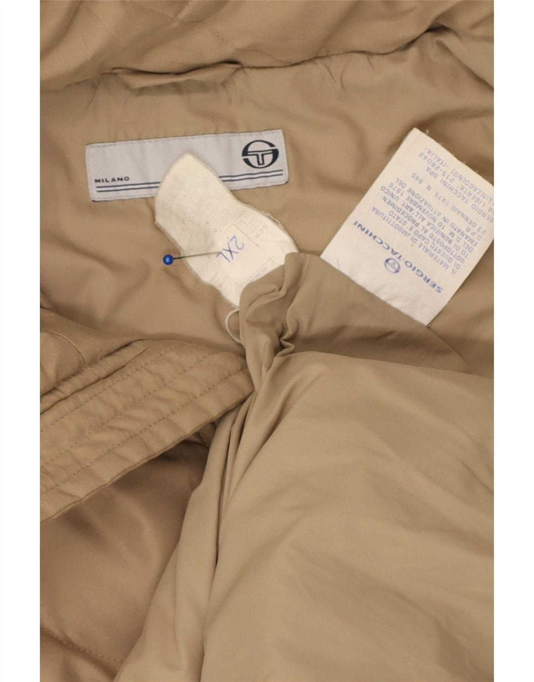 Giacca trapuntata con cappuccio da uomo Sergio Tacchini UK 44 2XL Poliestere beige