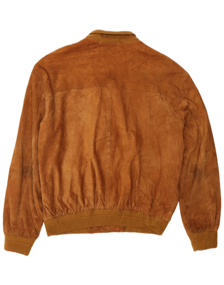Giubbotto bomber vintage in pelle scamosciata da uomo IT 56 3XL in pelle scamosciata marrone