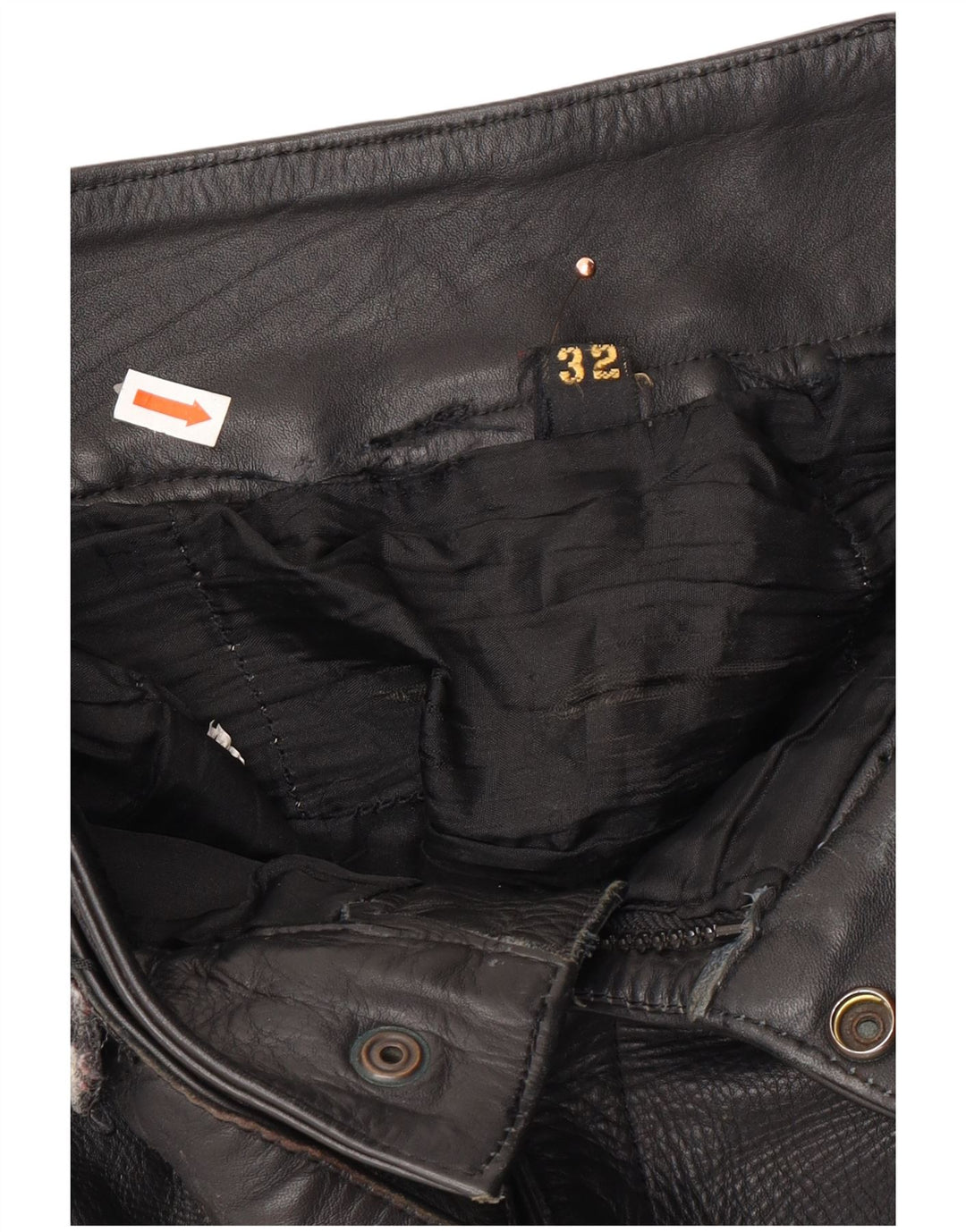 Pantaloni in pelle da motociclista da uomo VINTAGE W32 L23 neri