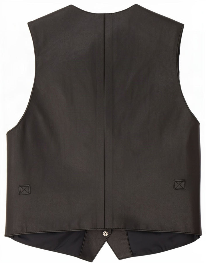 Gilet in pelle vintage da uomo grande nero
