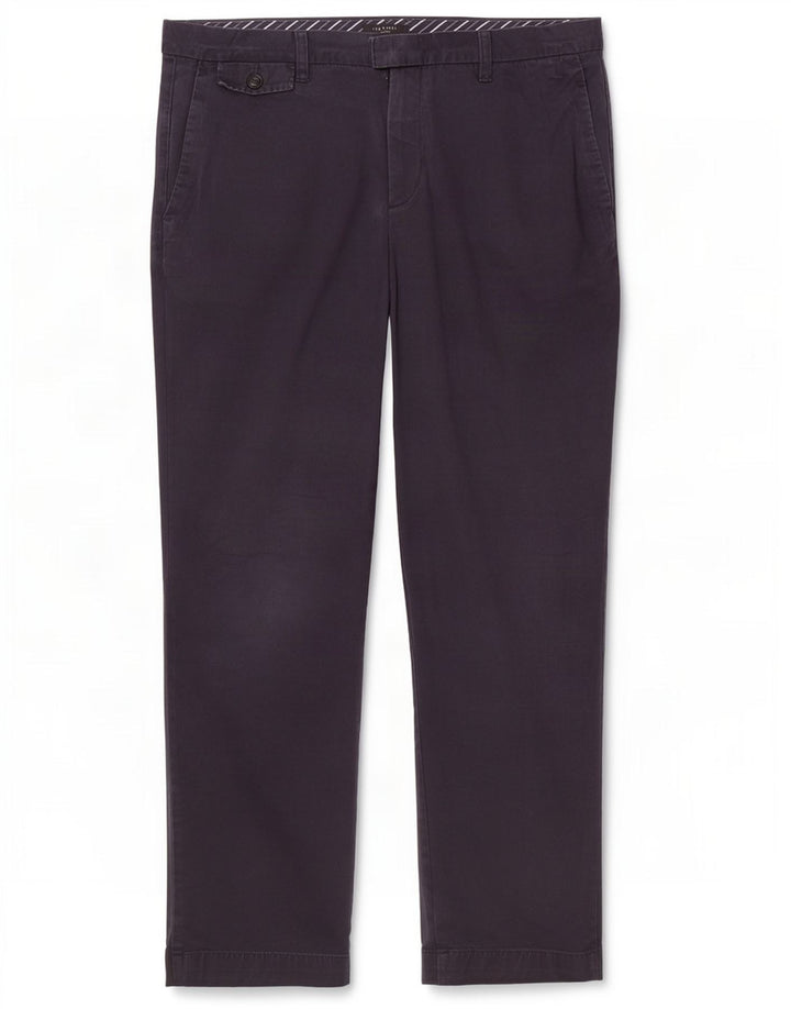Pantaloni da abito dritti da uomo Ted Baker W36 L30 cotone blu navy