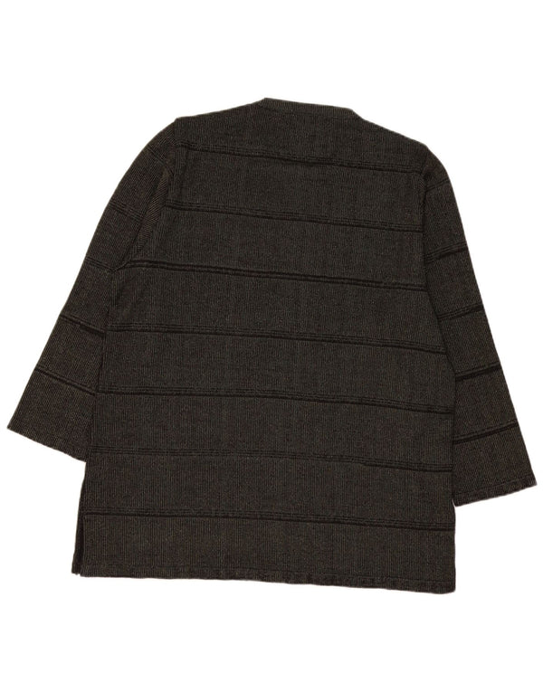 ELENA MIRO Maglione girocollo da donna UK 18 XL Viscosa a righe kaki