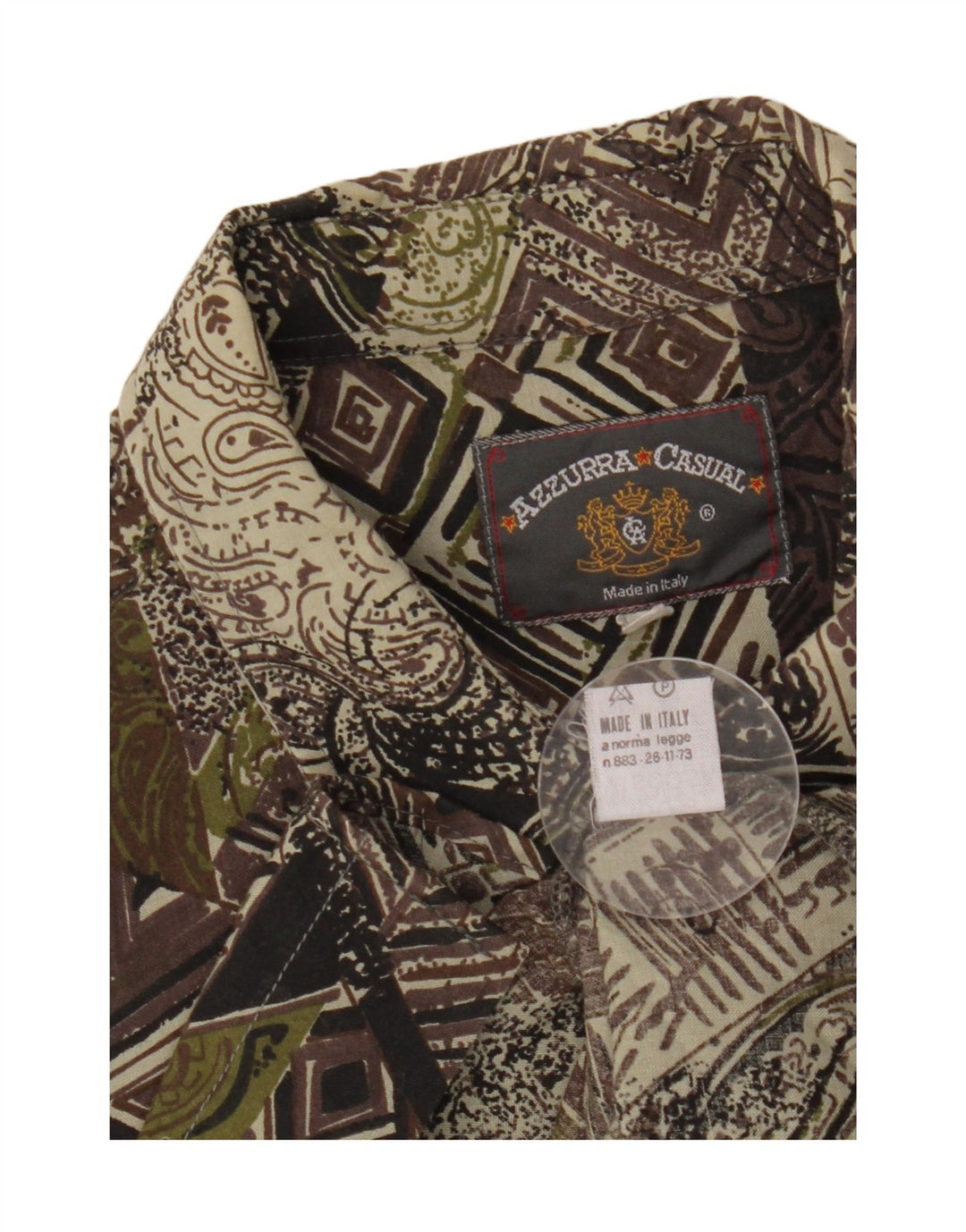 Camicia Azzurra Uomo Fantasia Astratta Large Verde Viscosa