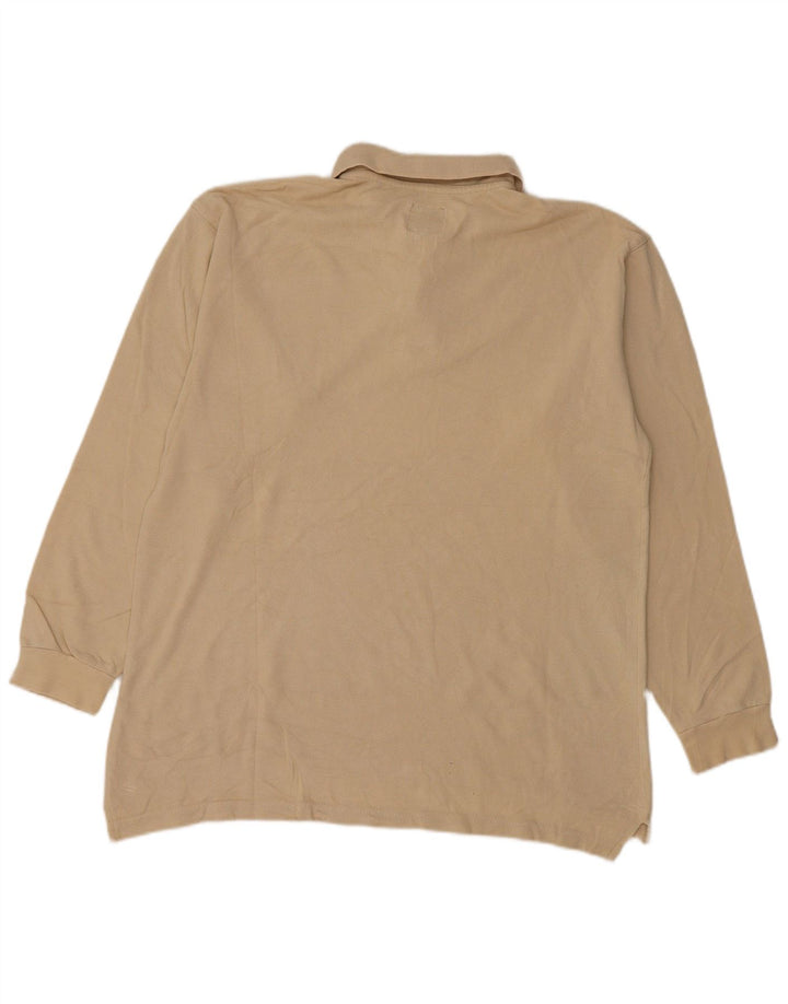 Polo da uomo a maniche lunghe Think Pink piccola in cotone beige