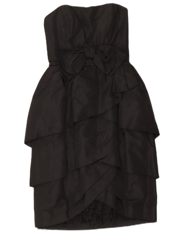 Abito a strati senza spalline da donna vintage UK 4 XS Nero