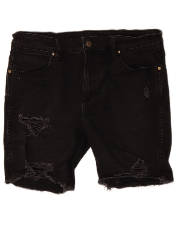 Pantaloncini di jeans invecchiati da donna Wrangler W32 grandi neri