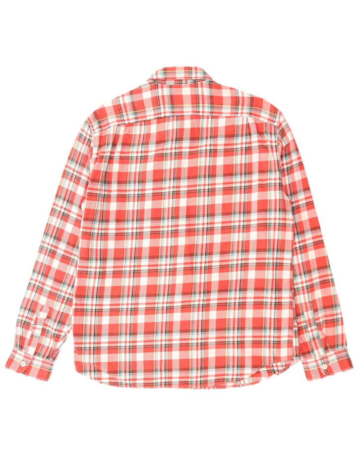 J. CREW Camicia da uomo in flanella di cotone a quadri rossi grandi