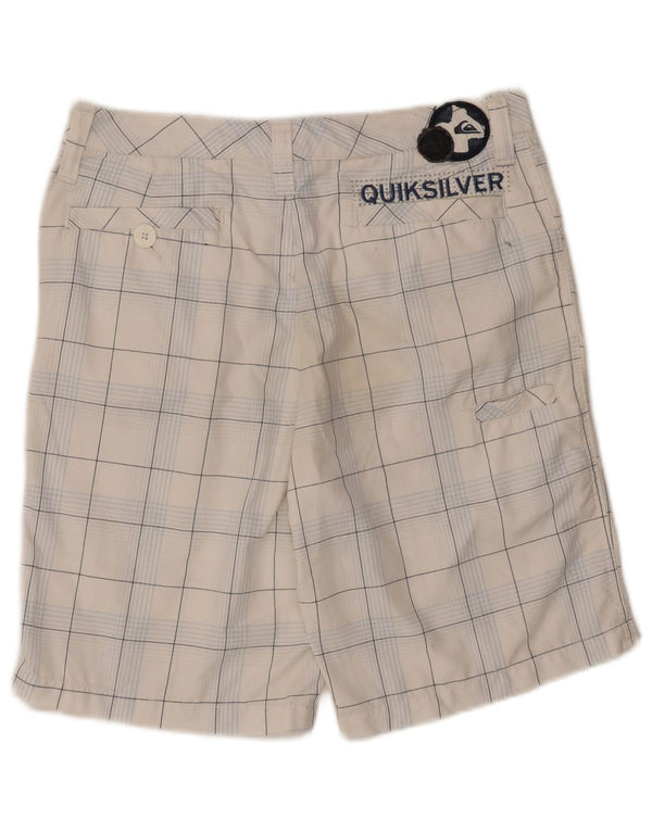 Pantaloncini casual grafici da uomo QUIKSILVER W30 poliestere a quadri bianchi medi