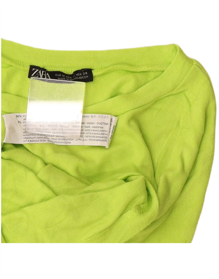 T-shirt corta da donna Zara UK 12 viscosa verde medio
