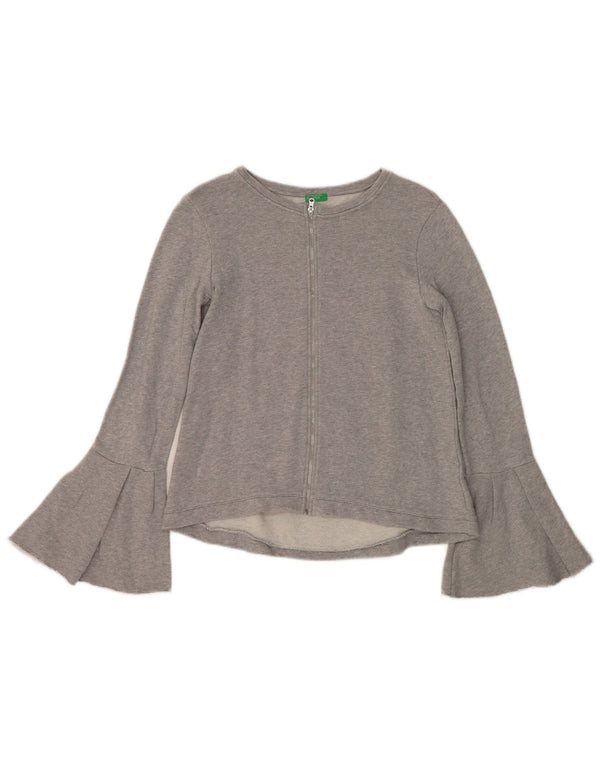Maglione Cardigan Bambina Benetton 13-14 Anni 3XL Cotone Puntinato Grigio