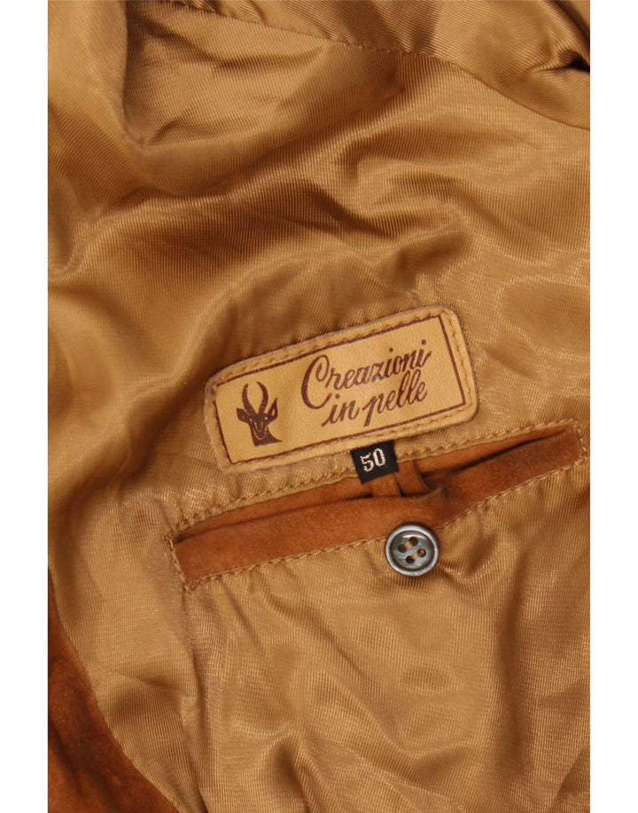 Giubbotto bomber in pelle scamosciata da uomo VINTAGE IT 50 Large in pelle beige