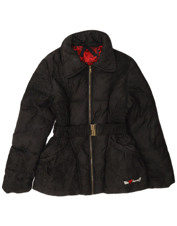 Desigual Giacca imbottita grafica da donna EU 40 Medio Nero Paisley Poliestere