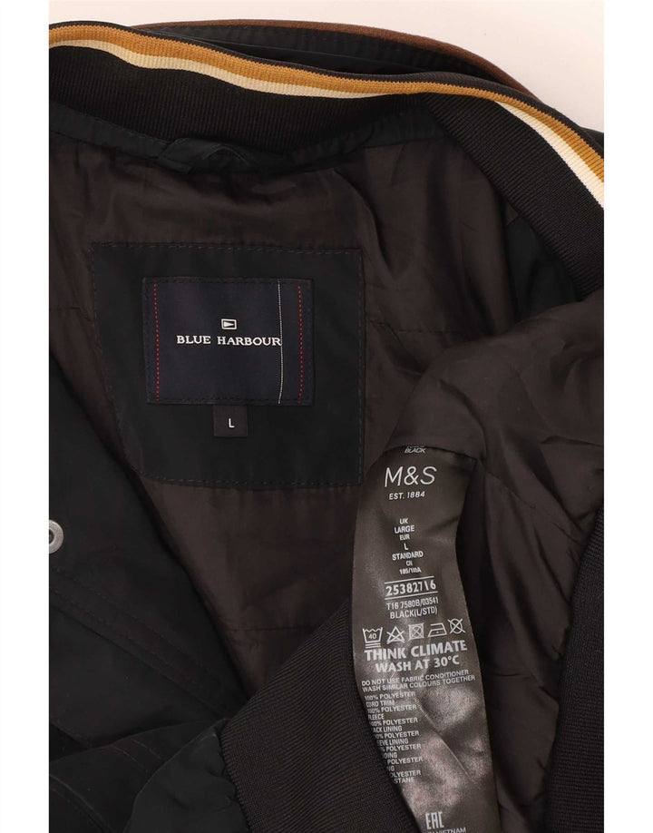 Giubbotto bomber Marks & Spencer da uomo blu Harbour UK 40 grande poliestere nero