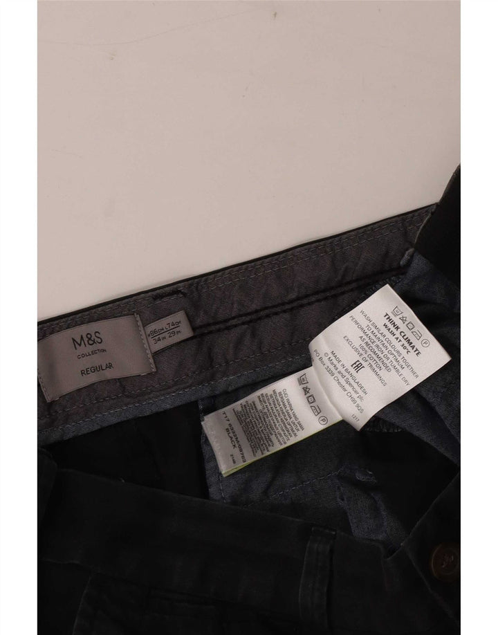 Pantaloni chino regolari da uomo Marks & Spencer W34 L29 cotone nero
