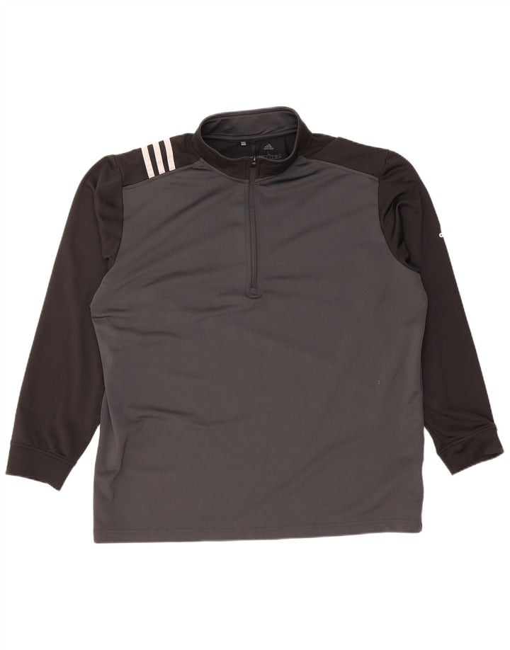 ADIDAS Mens Zip Neck Pullover Tracksuit Top Large Grey Colourblock
