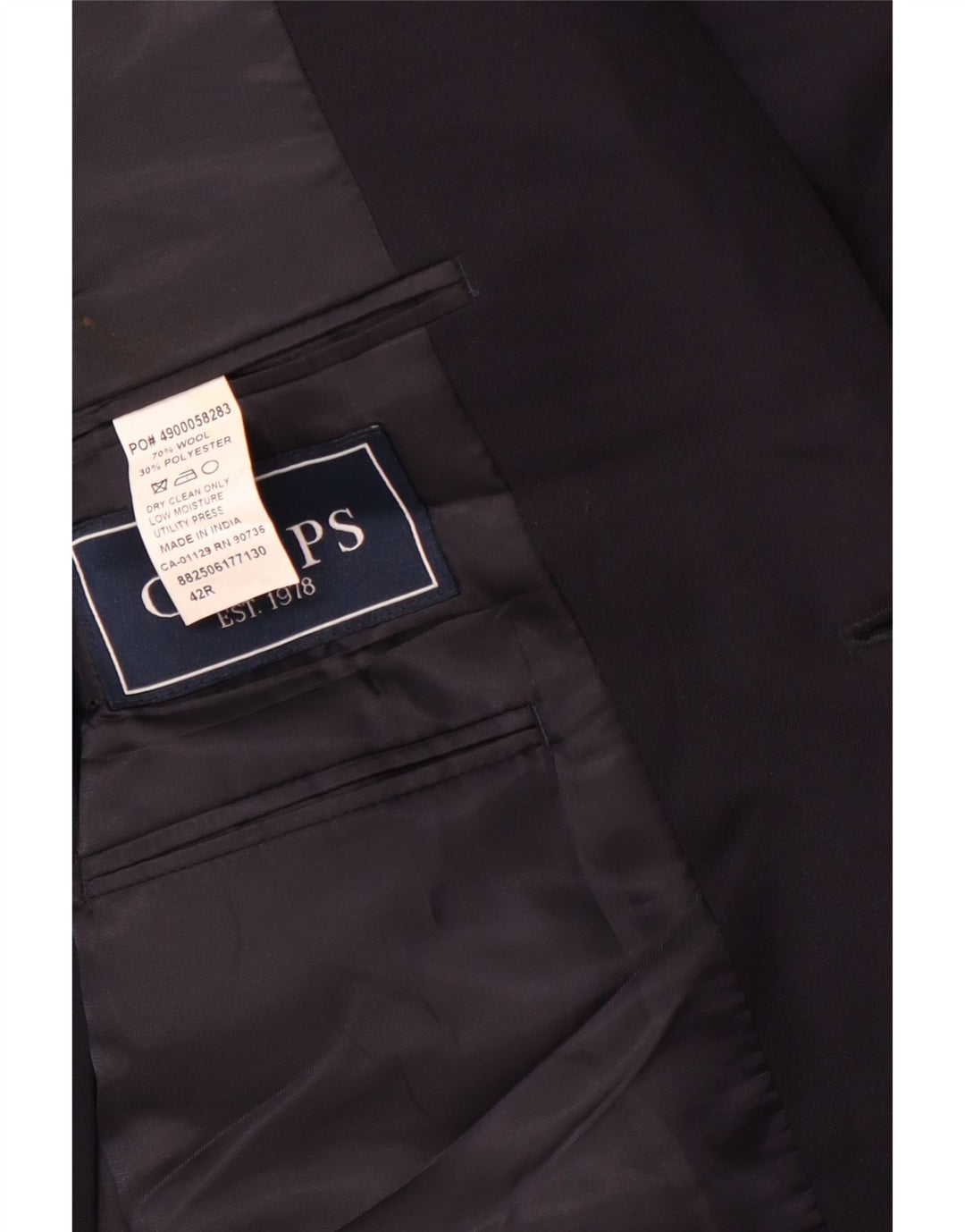 Giacca blazer a 2 bottoni lunga da uomo Chaps UK 42 XL Lana blu navy