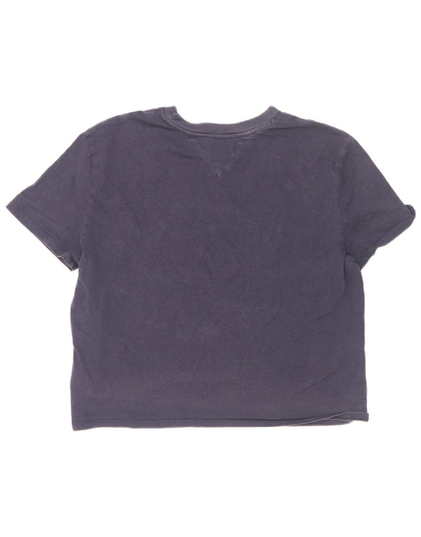 T-shirt grafica corta da donna Tommy Hilfiger Top UK 18 XL cotone blu navy