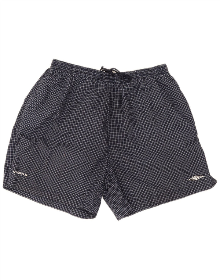 Pantaloncini sportivi da uomo Umbro 2XL Nylon a quadri blu navy