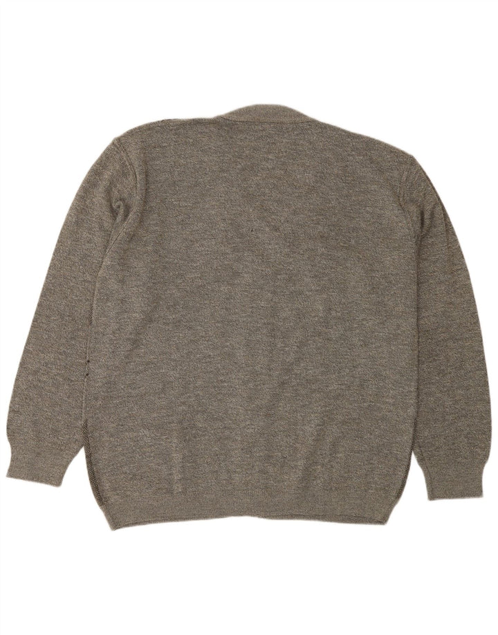 Maglione cardigan da uomo Rodes XL in lana geometrica grigia
