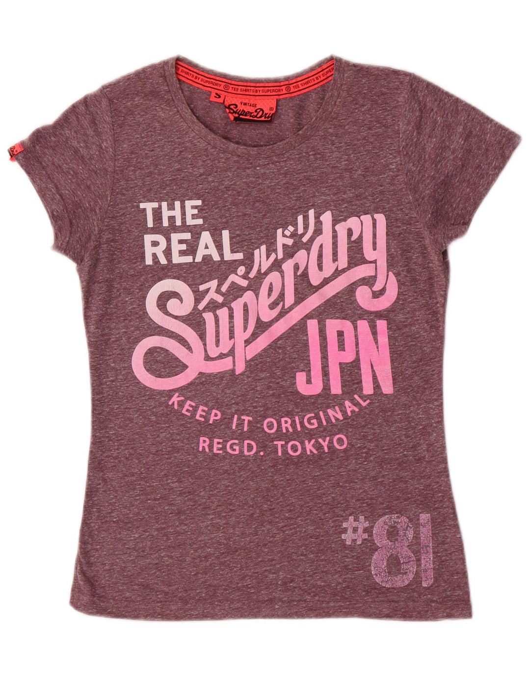 T-shirt grafica da donna Superdry Top UK 10 Small Viola Poliestere