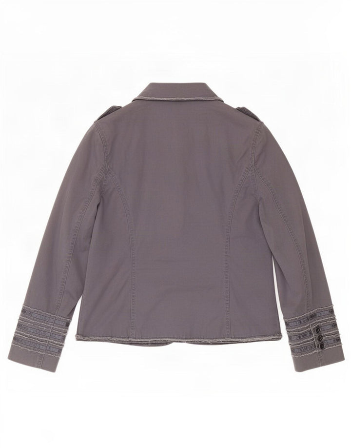 Giacca blazer militare a 2 bottoni da donna Ben Sherman UK 14 grande cotone grigio