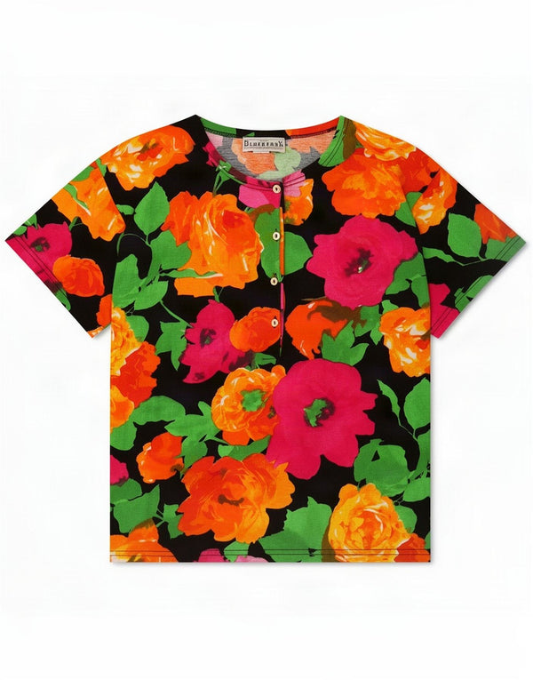 T-shirt grafica da donna con grafica Blue Berry UK 44 media multicolore floreale