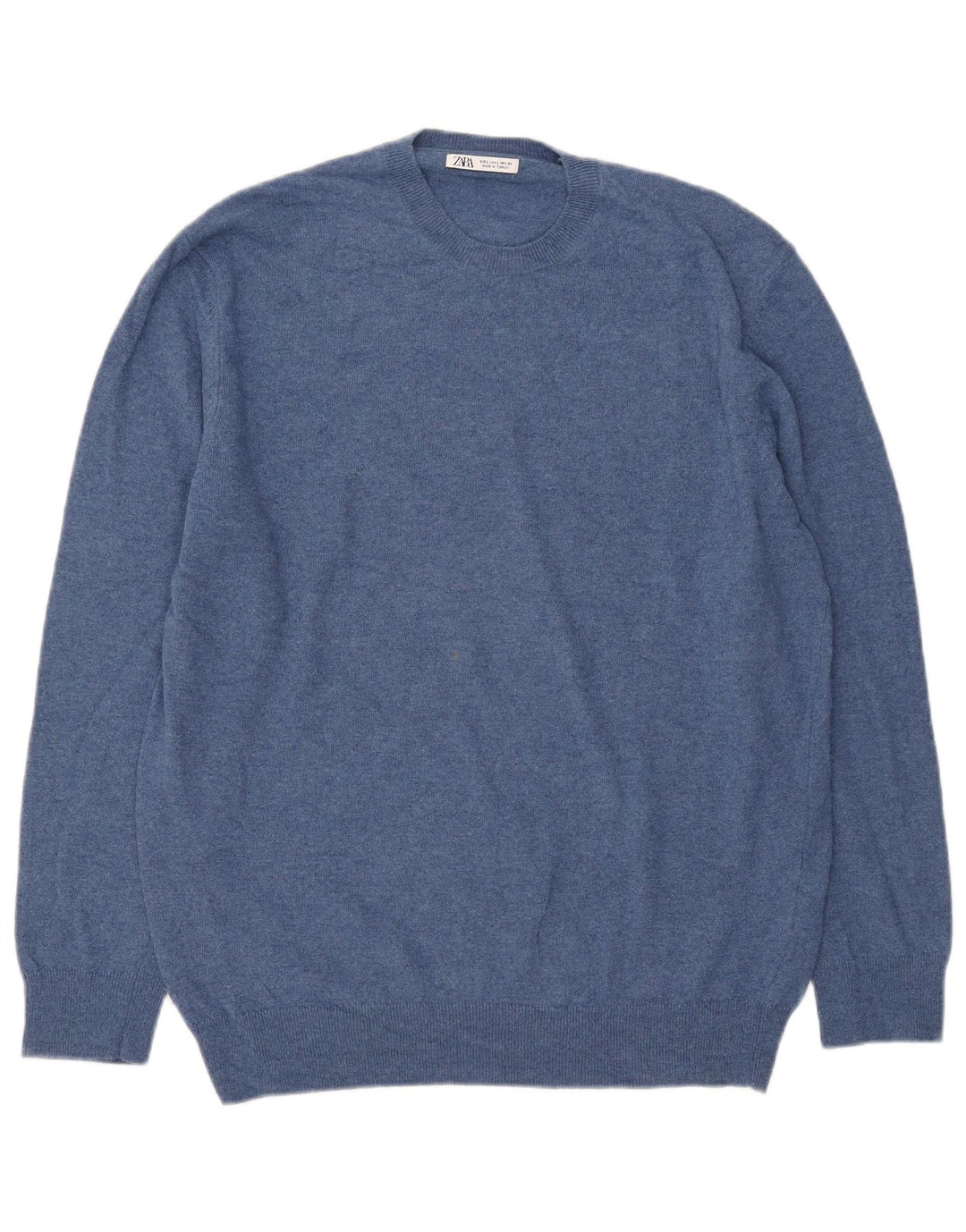 Maglione maglione girocollo da uomo Zara grande blu in poliammide