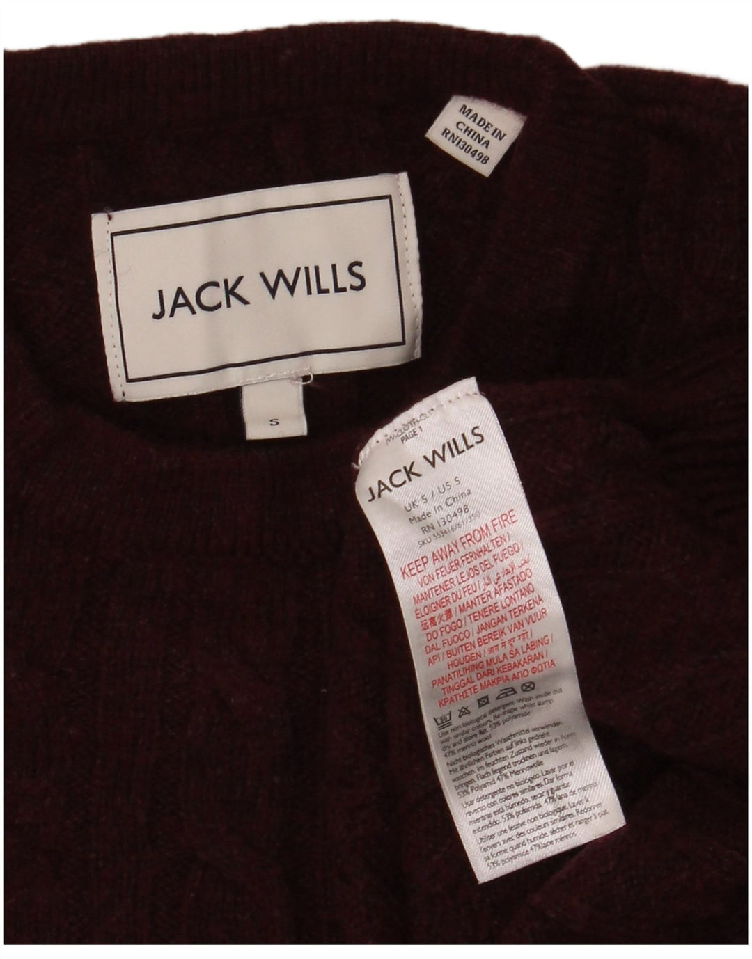 Maglione maglione girocollo da uomo Jack Wills piccolo marrone poliammide