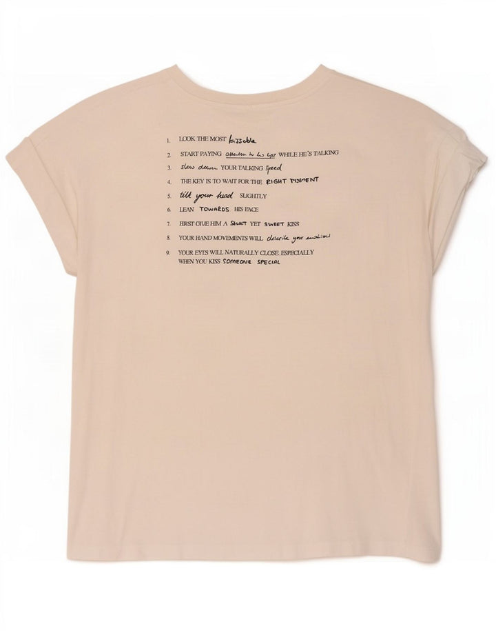 T-shirt grafica oversize da donna Zara UK 10 piccola bianca