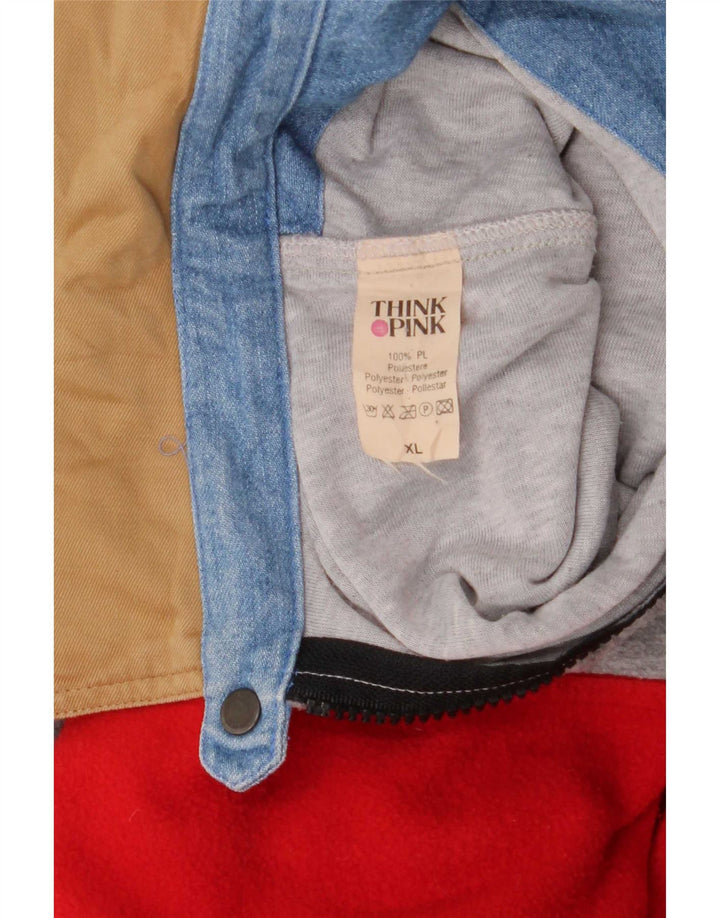 Think Pink Maglione in pile da uomo con collo alto XL Poliestere color block rosso