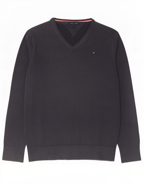 Maglione maglione con scollo a V per ragazzi Tommy Hilfiger 15-16 anni in cotone blu navy