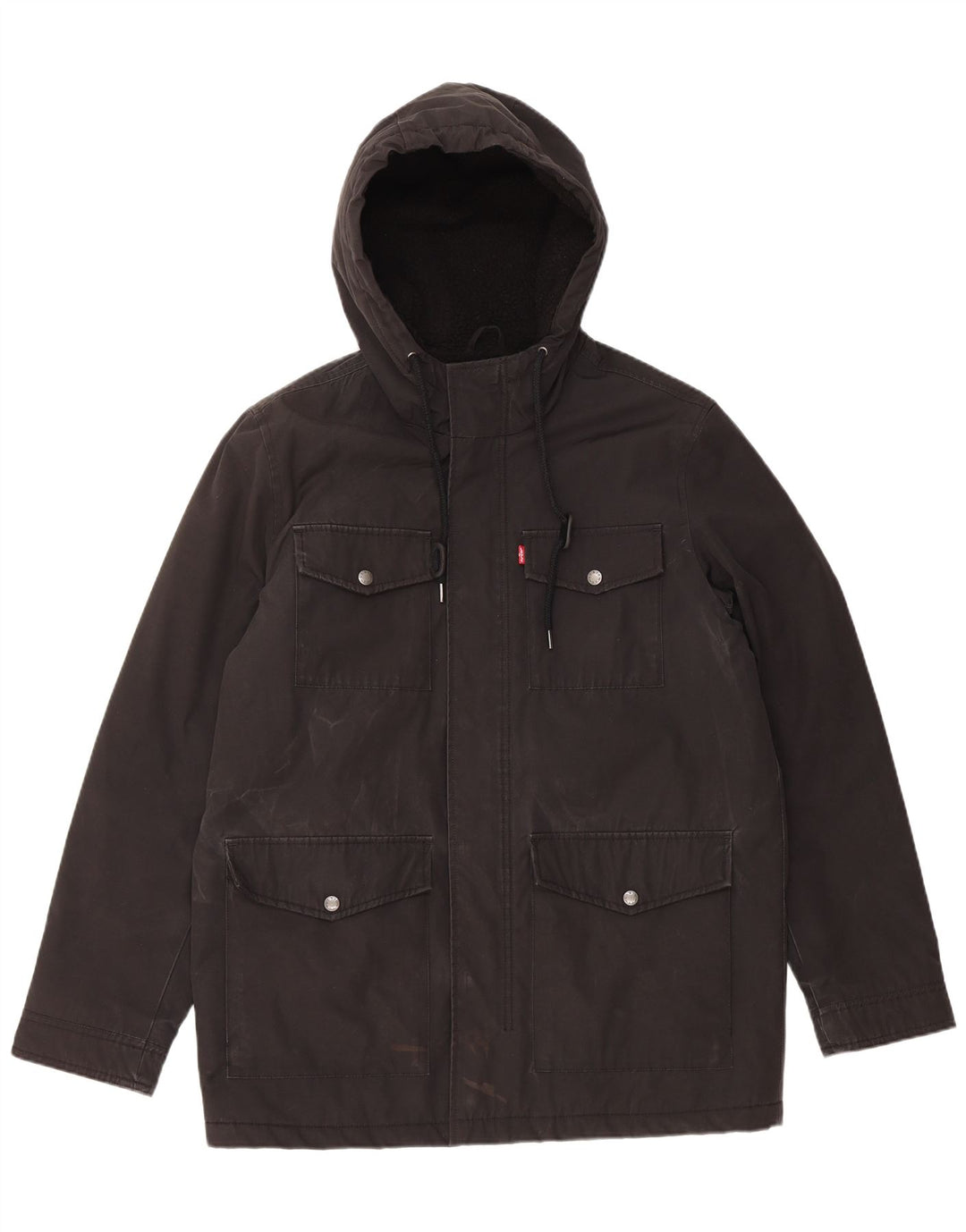 Giacca a vento con cappuccio da uomo Levi's UK 38 poliestere nero medio