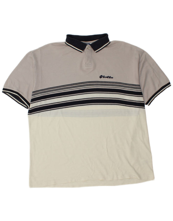 Polo da uomo Lotto UK 46/48 3XL Cotone color block grigio