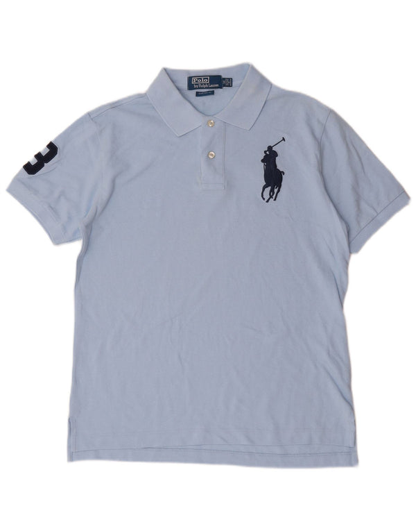 Polo Ralph Lauren Mens Graphic Custom Fit Polo Shirt Medium Blue Cotton