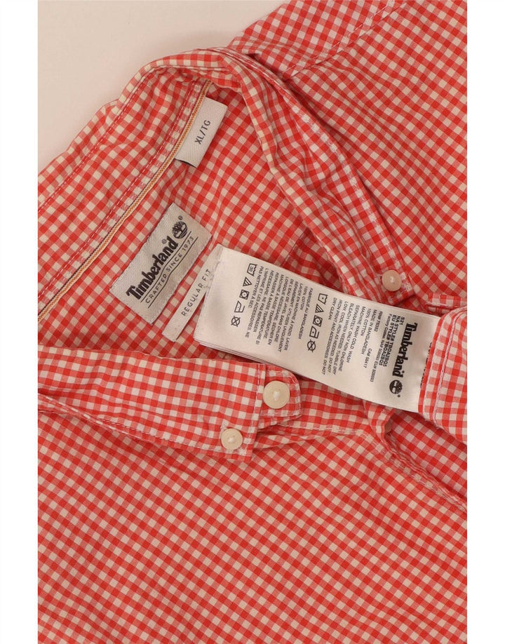 Camicia da uomo Timberland XL in cotone a quadretti rosso