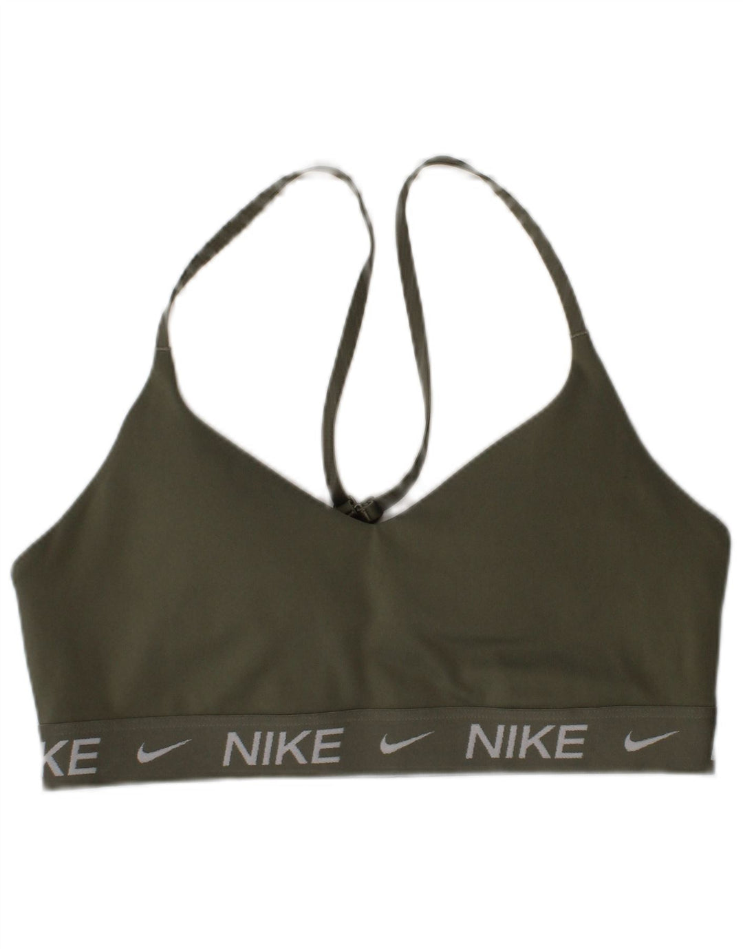 Reggiseno sportivo Nike da donna con grafica, top piccolo, poliestere kaki, sportivo