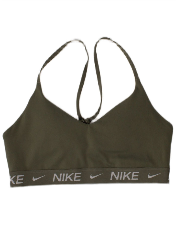 Reggiseno sportivo Nike da donna con grafica, top piccolo, poliestere kaki, sportivo