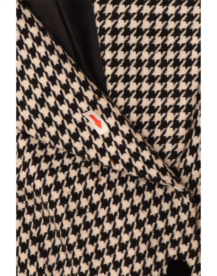Giacca blazer vintage da donna a 3 bottoni EU 44 XL pied de poule nero