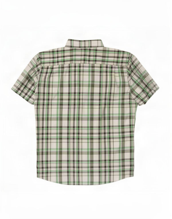 Camicia a maniche corte da uomo Chaps 2XL Poliestere a quadri verdi