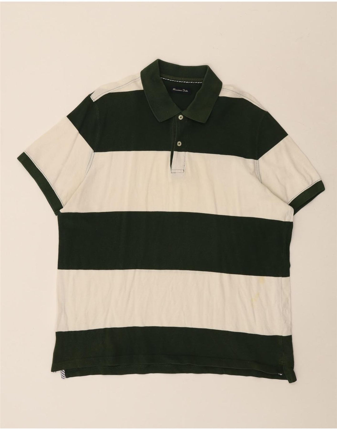 Polo da uomo Massimo Dutti in cotone a righe grandi verdi